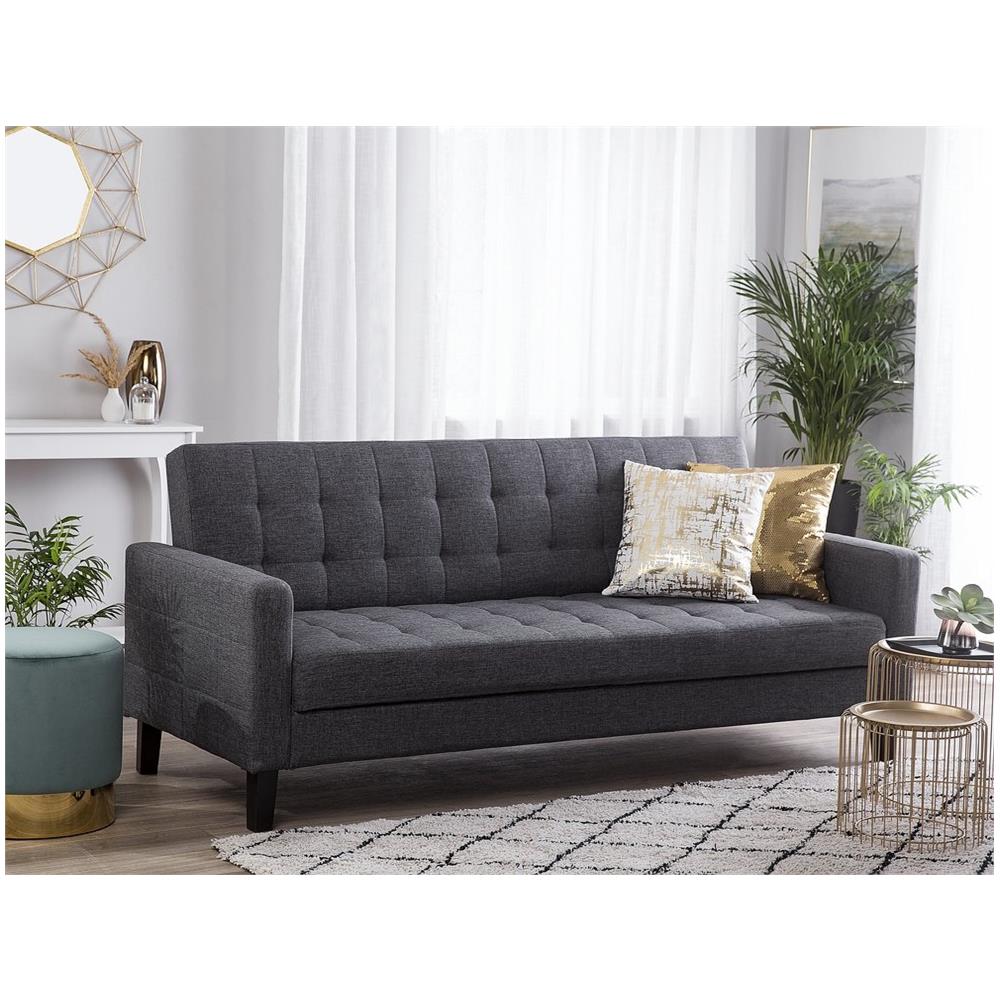 Divano Letto In Tessuto Grigio Scuro Vehkoo - Foto 2