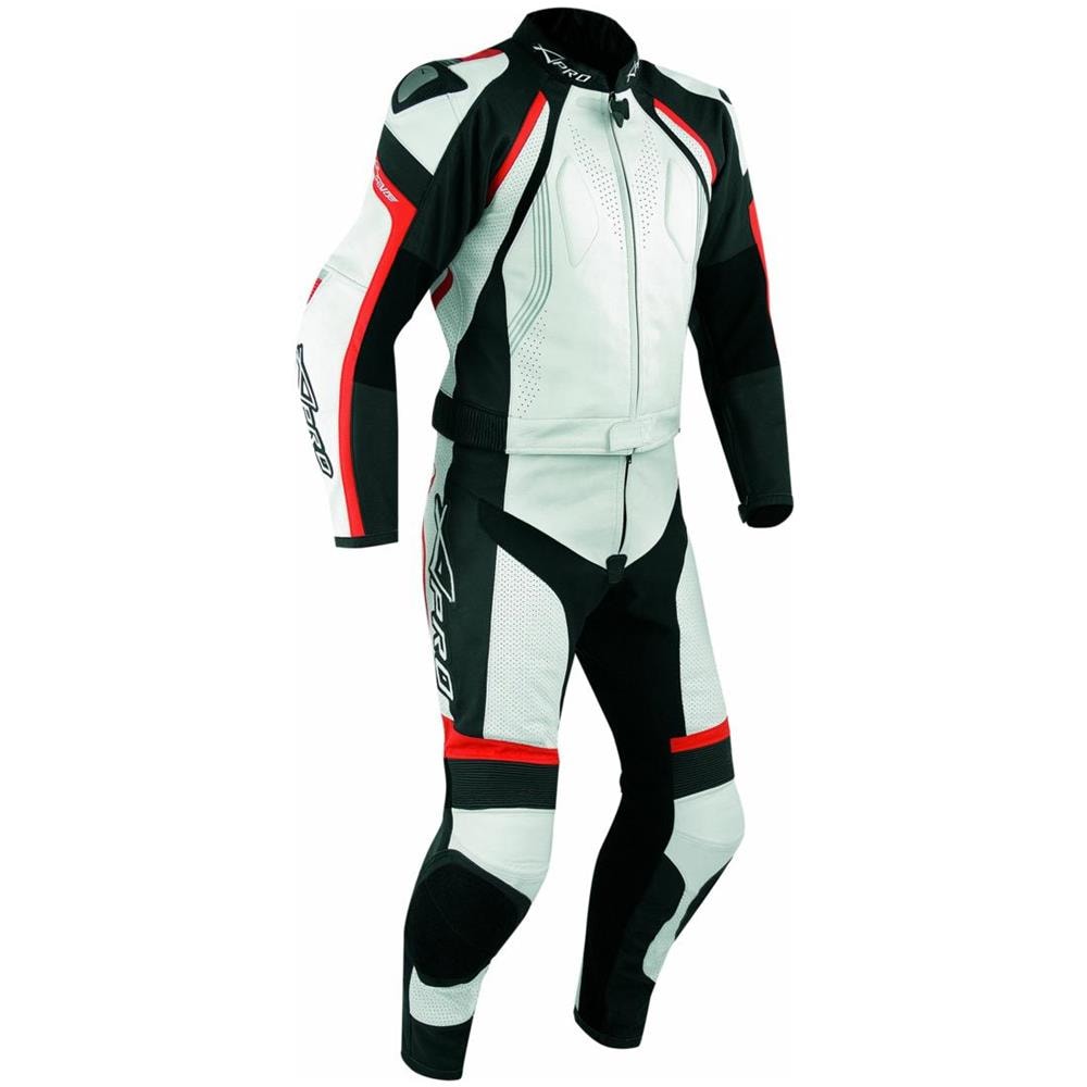Tuta Pelle Moto Racing Pista Sport 2 Pezzi Divisibile Giacca Pantalone Rosso 48 - Foto 1