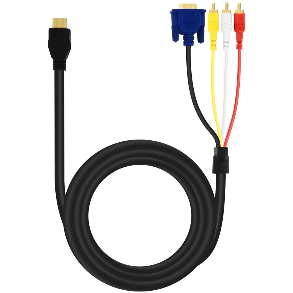 Cavo Hdmi A 3x Rca Maschio E Vga Maschio Adattatore Video 1,5 M A4001 Nero - Foto 1