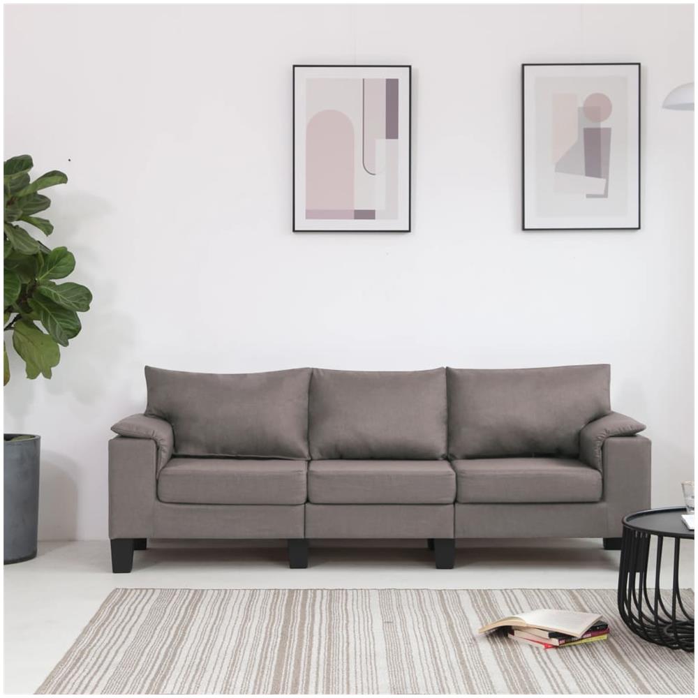 Divano A 3 Posti Grigio Talpa In Tessuto - Foto 1