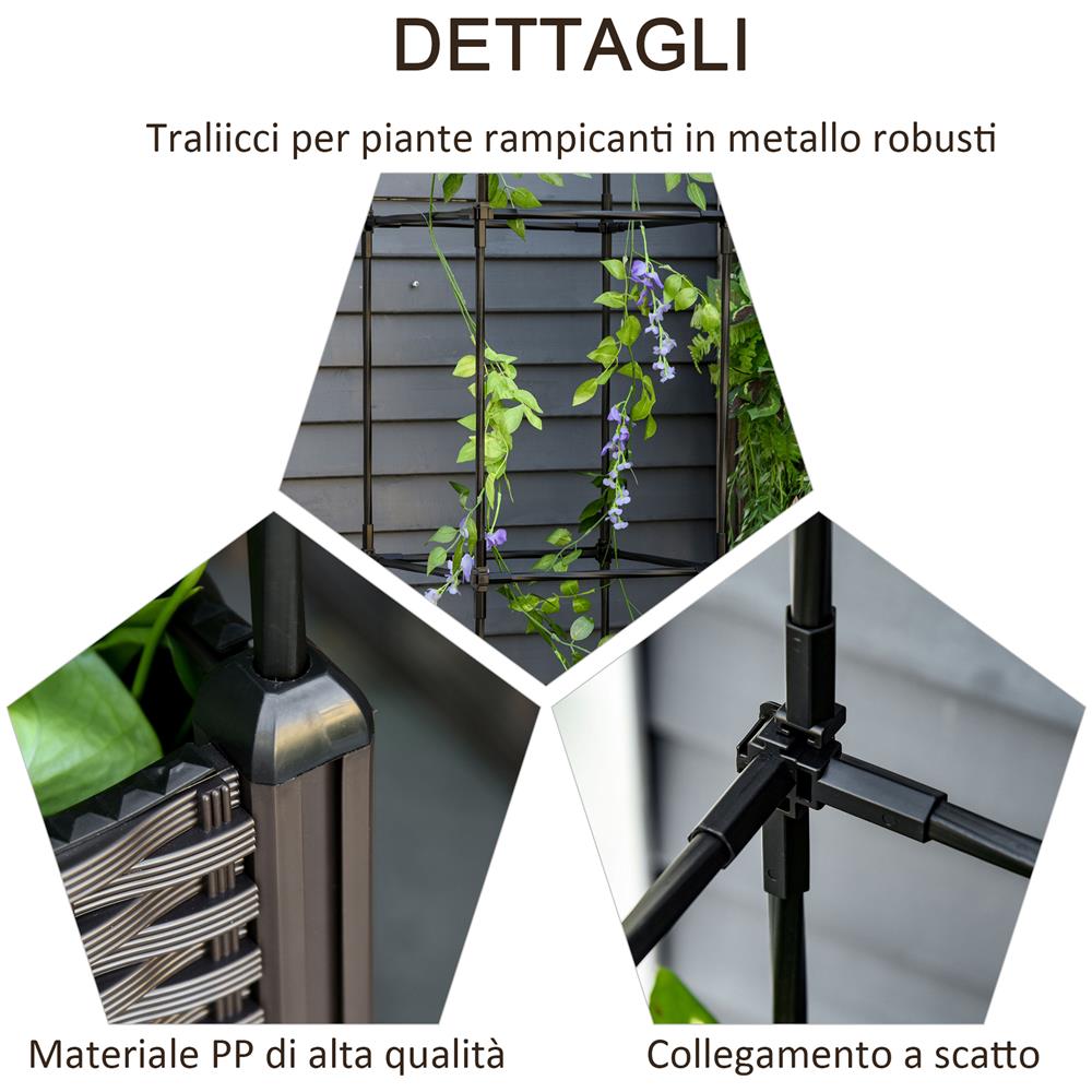 Fioriera Da Esterno Con Vaso Autoirrigante E Griglia Per Rampicanti - Foto 2