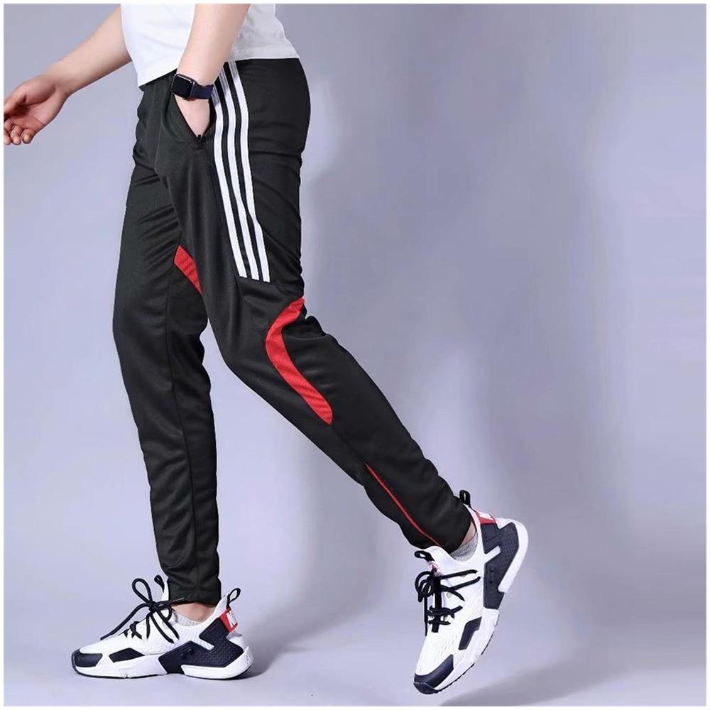 SLOWMOOSE - Pantaloni Da Corsa Da Uomo Pantaloni Da Calcio Atletici Con  Tasca Con Zip, Pantaloni Sportivi Larghi Da Allenamento [1802 Nero Bianco /  L (165-170cm) ] - ePRICE