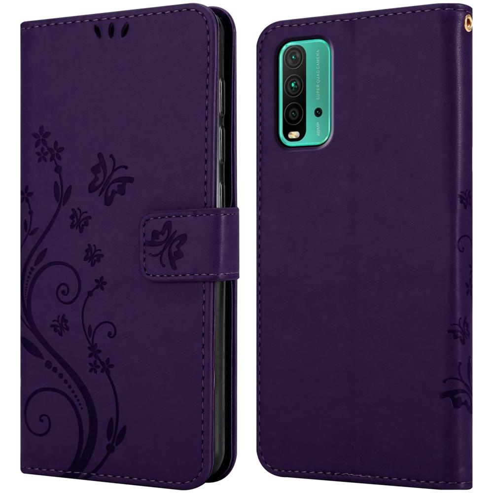 Custodia Compatibile Con Xiaomi Redmi 9t / Poco M3 In Lilla Scuro Fiore - Coperchio Protettivo In Design Floreale Con Chiusura Magnetica, Funzione Stand E Slot Per Carte - Foto 8