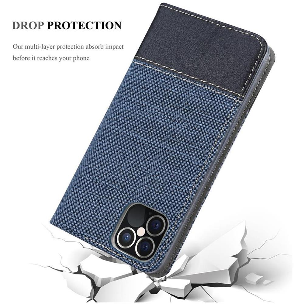 Custodia Compatibile Con Apple Iphone 12 / Iphone 12 Pro (6,1"" Zoll) In Blu Scuro Nero - Coperchio Protettiva Con Chiusura Magnetica, Funzione Stand E Tasca Per Le Carte - Foto 8