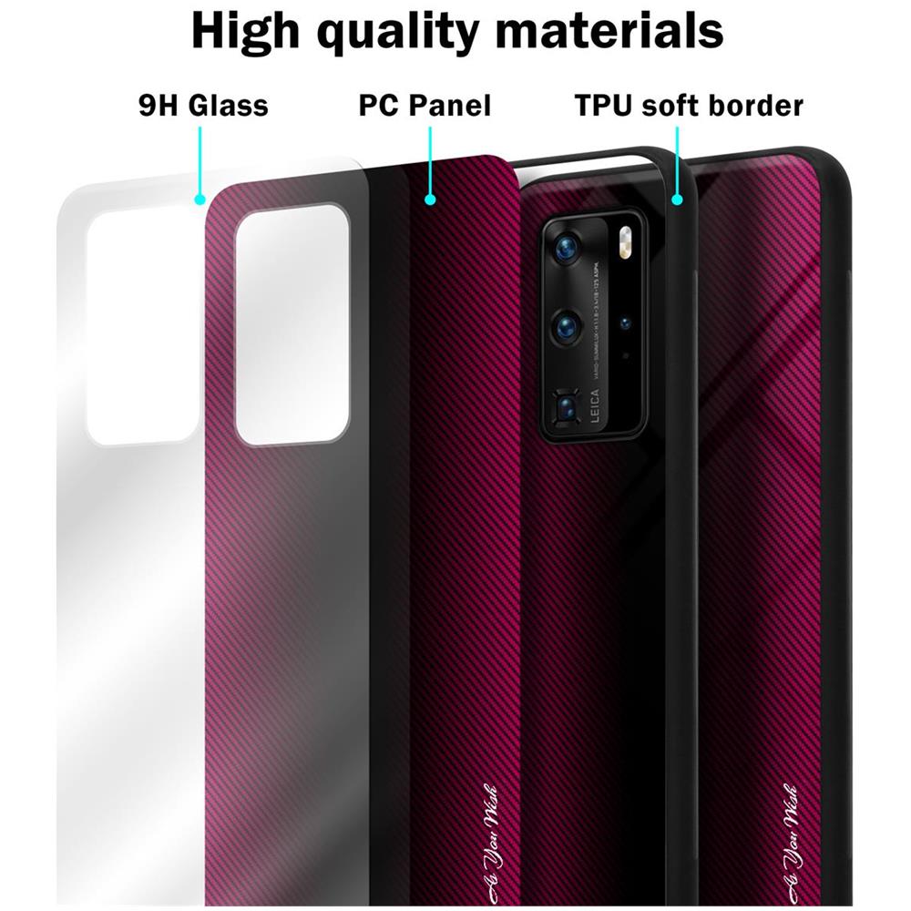 Custodia Compatibile Con Huawei P40 Pro - Ottica A Strisce In Cremisi Rosa - Coperchio Protettivo In Vetro Temperato E Silicone Tpu - Foto 7
