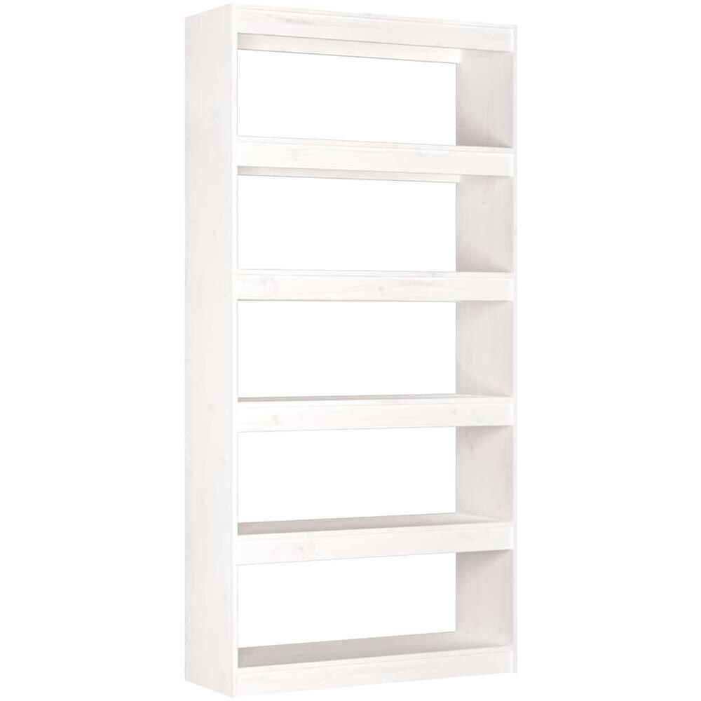 Libreria / divisorio Bianco 80x30x167,4 Cm Legno Massello Di Pino - Foto 2