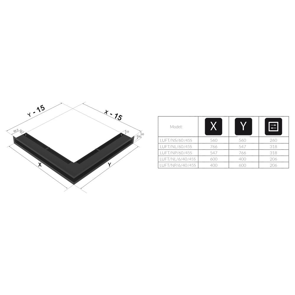 Griglia Di Ventilazione Luft Angolo Destra 40x60x6 Nero - Foto 2