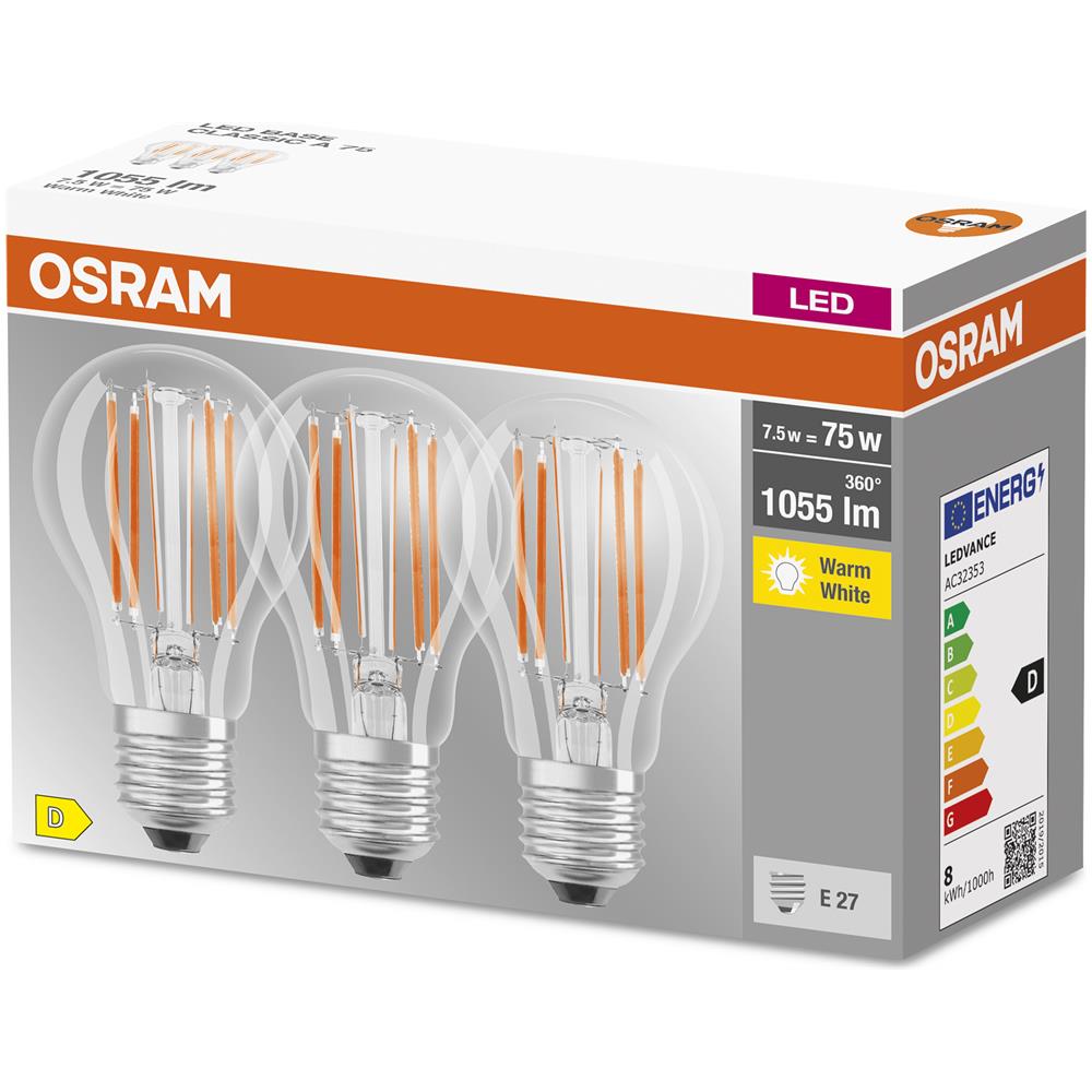 Lampada Led | Attacco: E27 | Warm White | 2700 K | 7,50 W | Sostituzione Per 75 W Incandescent Bulb | Chiaro | Led Base Classic A [ classe Di Efficienza Energetica D] - Foto 2