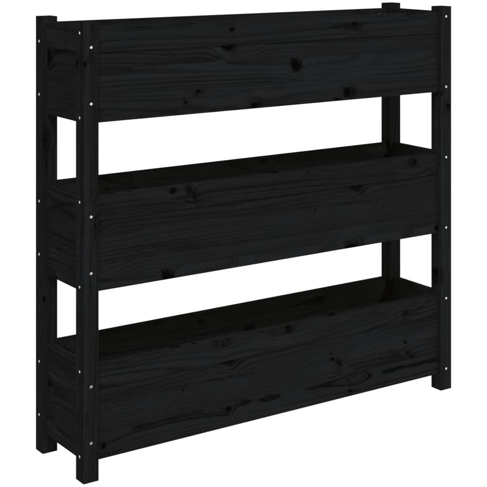 Fioriera Nera 112x25x104,5 Cm In Legno Massello Di Pino - Foto 1