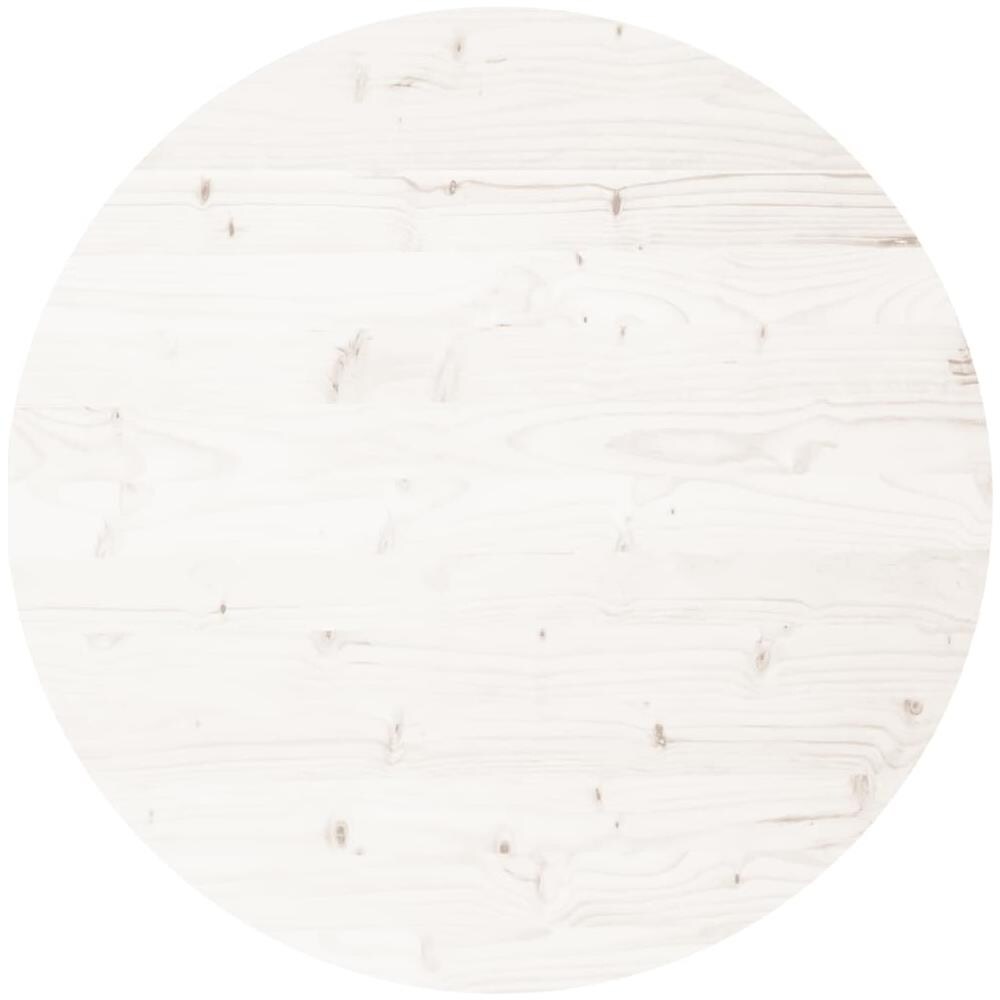Piano Tavolo Rotondo Bianco 80x3 Cm In Legno Massello Di Pino - Foto 2