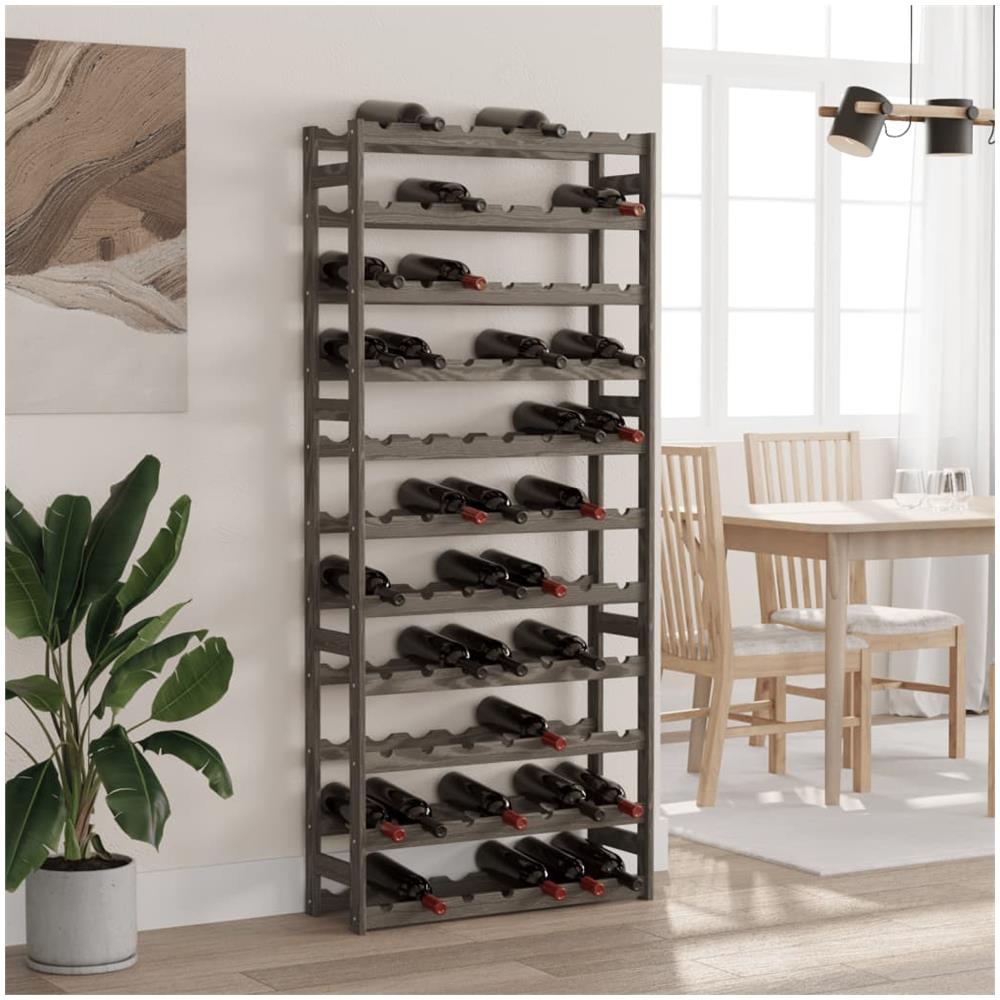 Portabottiglie Per 77 Bottiglie Grigio Legno Massello Di Pino - Foto 1