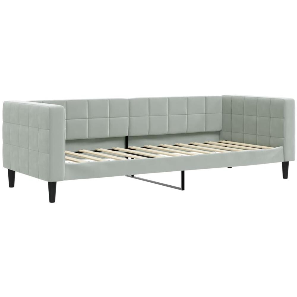 Letto Da Giorno Grigio Chiaro 80x200 Cm In Velluto - Foto 1