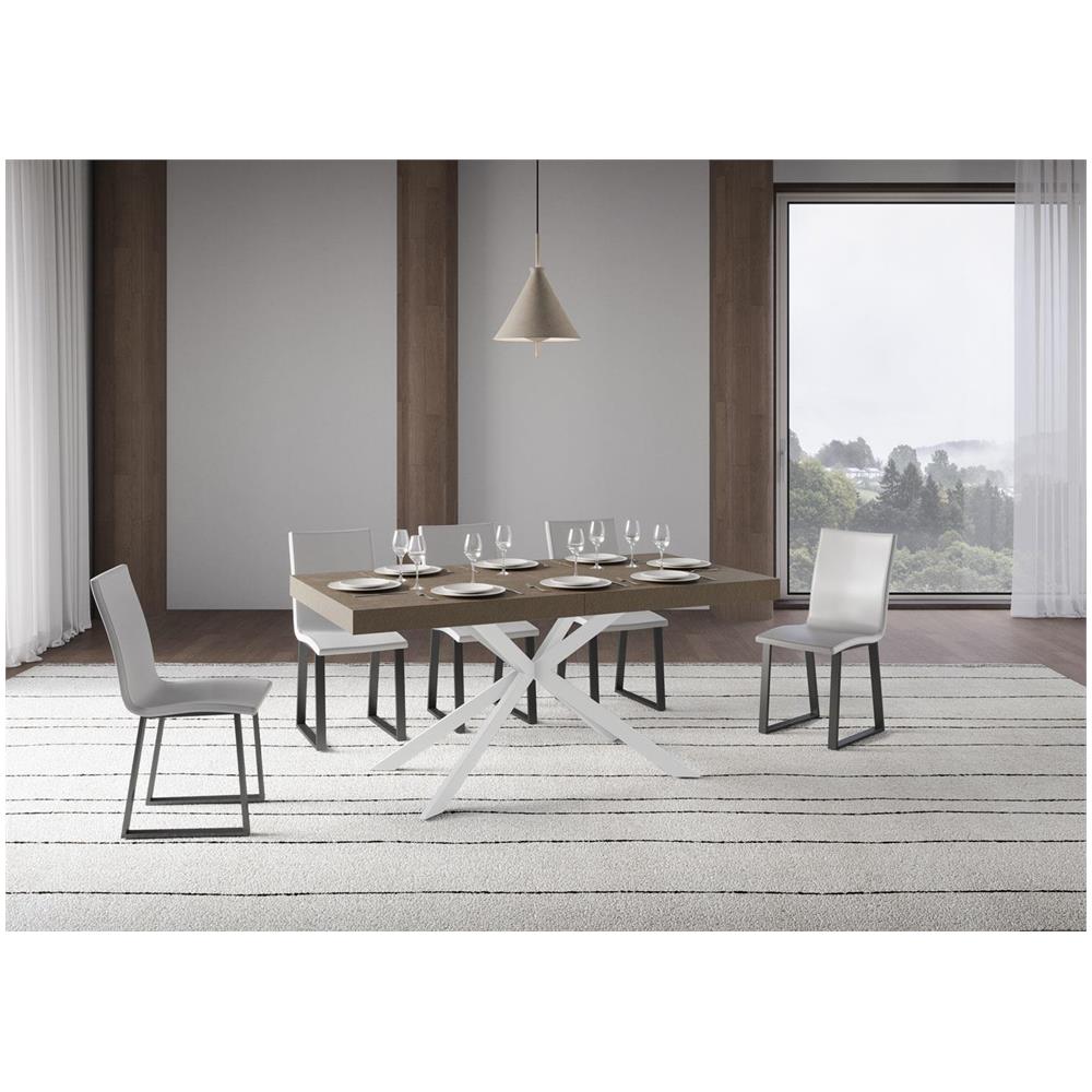 Tavolo allungabile 90x160/264 cm Plaker tortora gambe bianche - Foto 2