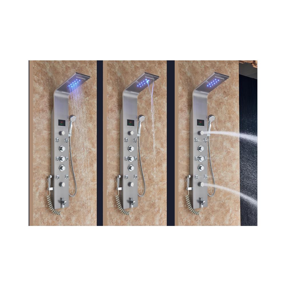 Pannello doccia, Blackswan, tipo M8009, modello nichelato con bocca, display digitale, doccetta bidet, LED e funzioni SPA, misura 128 cm - Foto 4
