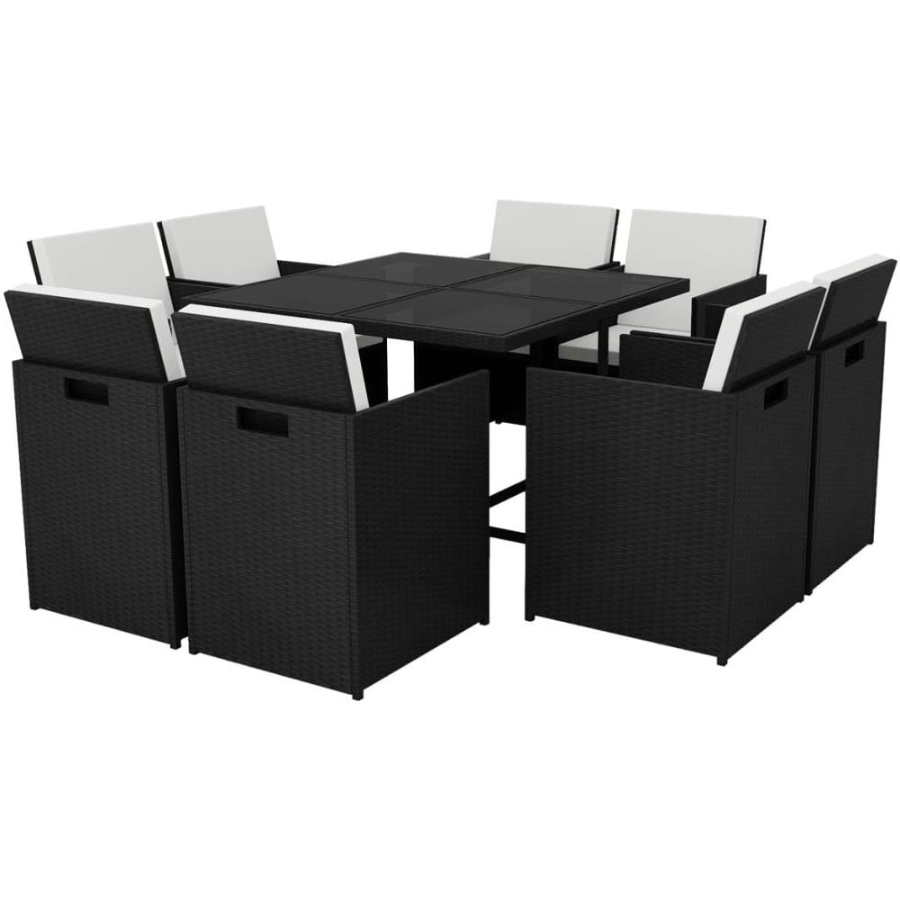 Set Tavolo E Sedie Da Pranzo Per Esterni 25 Pz Neri Polyrattan - Foto 2