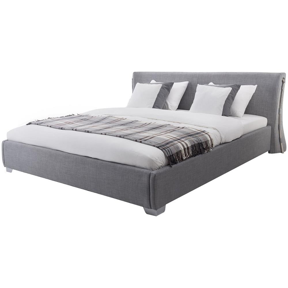 Letto Piazza E Mezzo In Tessuto Grigio 140x200cm Paris - Foto 1