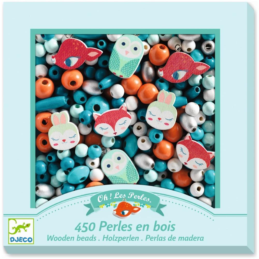 Fare Gioielli: 450 Perline Di Legno Piccoli Animali Blu / Bianco - Volpe, Gufo, Lepre O Di Cervo - Foto 1