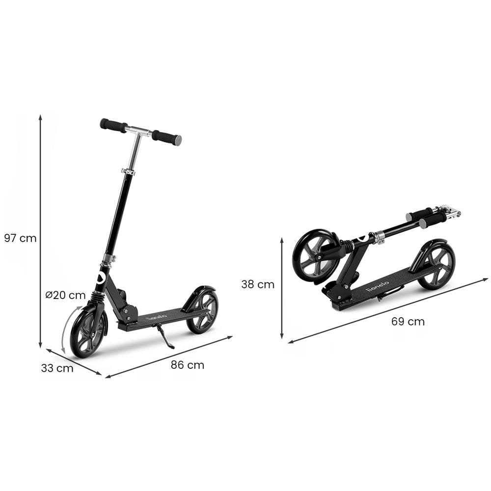 Luca Monopattino Regolabile In 3 Altezze Per Bambini E Adulti Ruote 200mm Fino A 100 Kg Pieghevole Nero - Foto 7