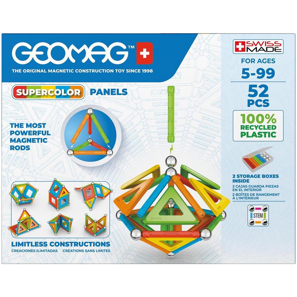Geomag - Supercolor Costruzioni Magnetiche Per Bambini, Giocattolo Magnetico Linea Green 100% Plastica Riciclata, 52 Pezzi - Foto 2