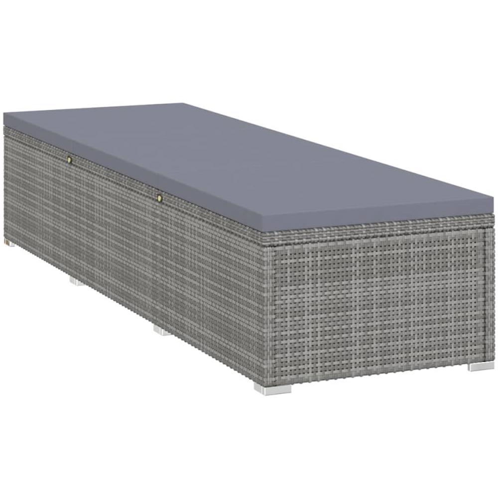 Lettino Prendisole con Cuscino e Tavolino in Polyrattan Grigio - Foto 2