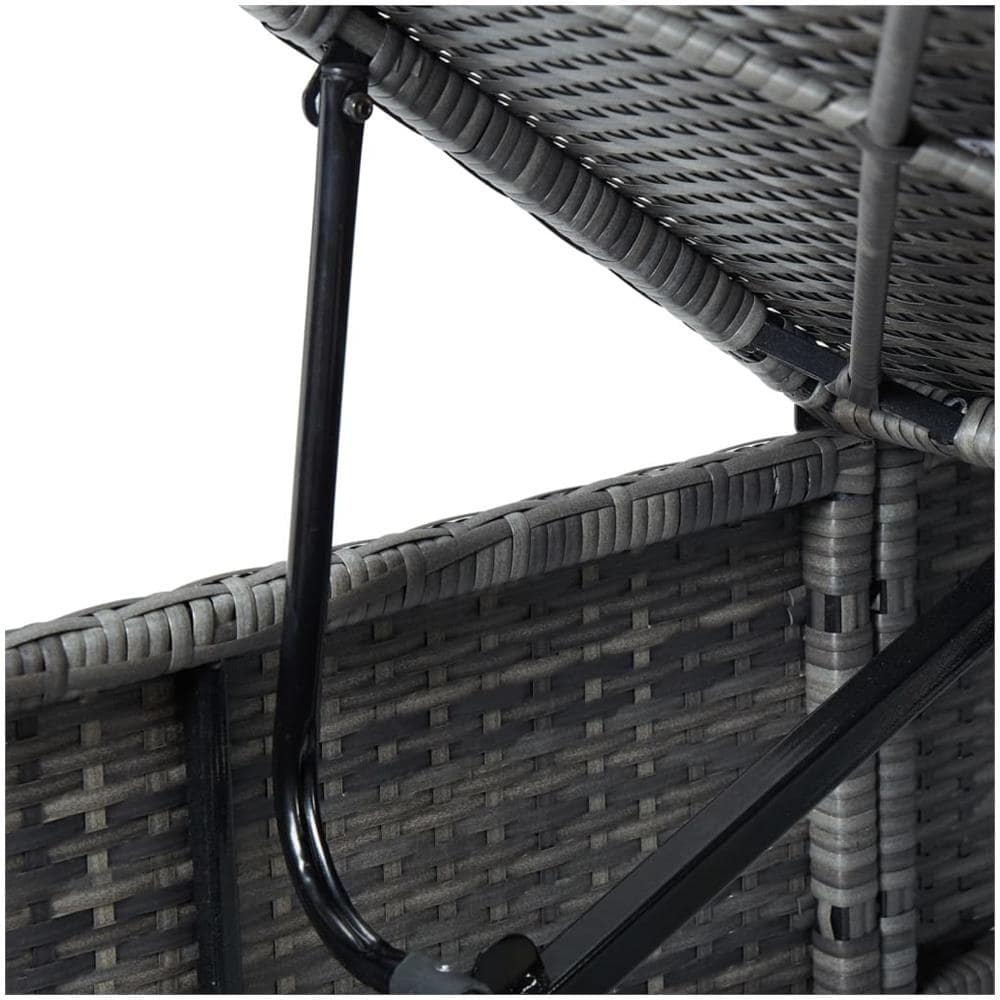 Lettino Prendisole con Cuscino e Tavolino in Polyrattan Grigio - Foto 10