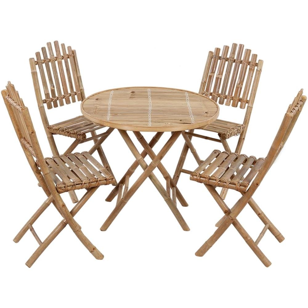 Set Da Pranzo Da Giardino 5 Pz Pieghevole Con Cuscini In Bamb? - Foto 2