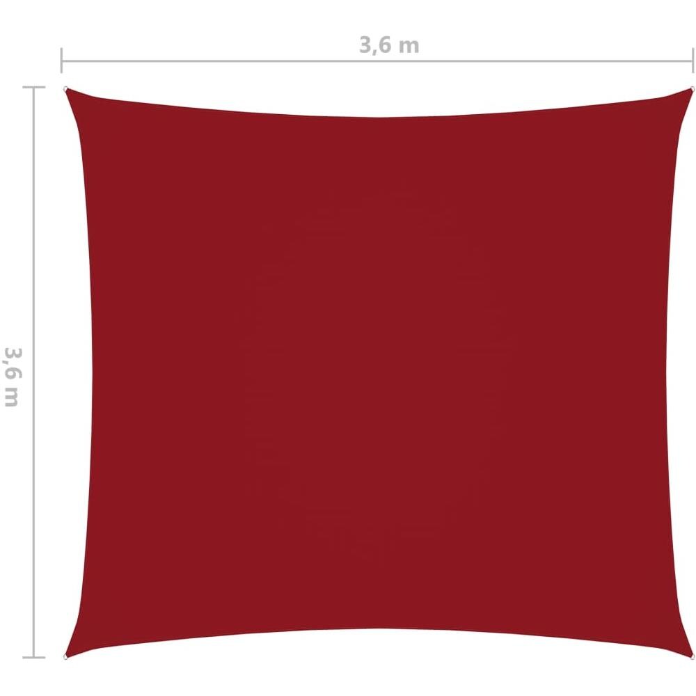Vela Parasole in Tela Oxford Quadrata 3,6x3,6 m Rosso - Foto 6