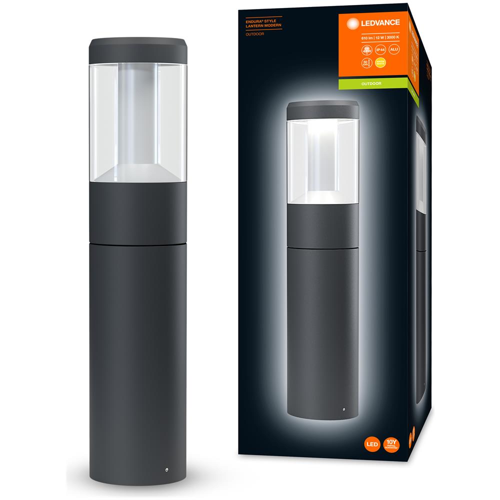 Endura Style Lantern Modern Dissuasore Da Esterno 12w = 610lm - 50cm - Grigio - Foto 8
