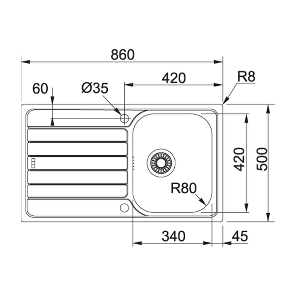 Lavello Da Incasso In Acciaio Inox Da 45 Cm Con Sifone - 006099 - Foto 2
