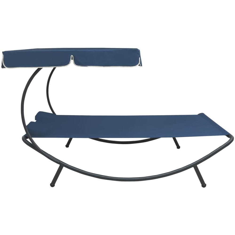 Lettino Prendisole con Baldacchino e Cuscini Blu - Foto 3