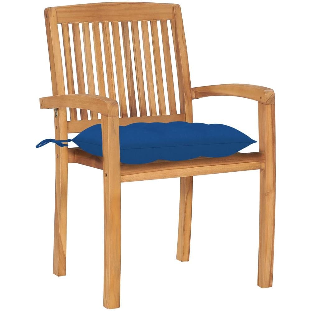 Sedie da Giardino Impilabili 8 pz con Cuscini Massello di Teak - Foto 2