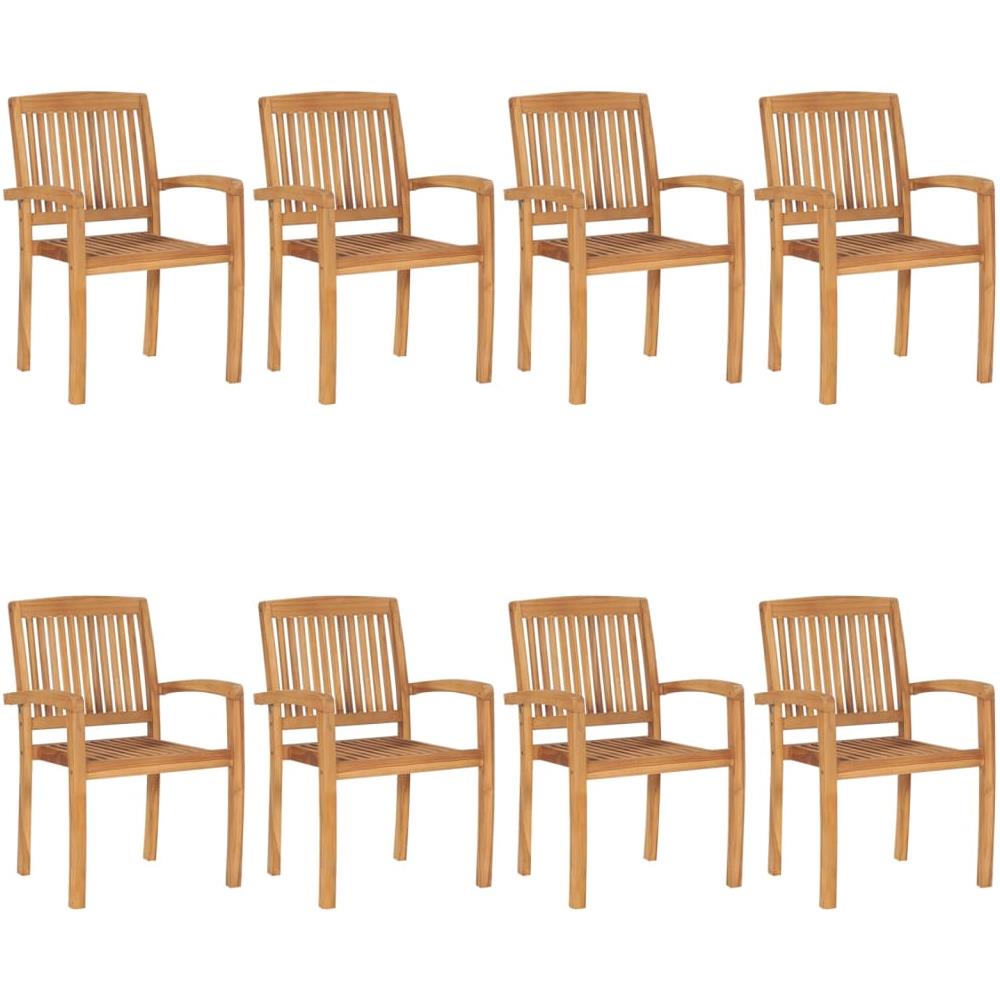 Sedie da Giardino Impilabili 8 pz con Cuscini Massello di Teak - Foto 3