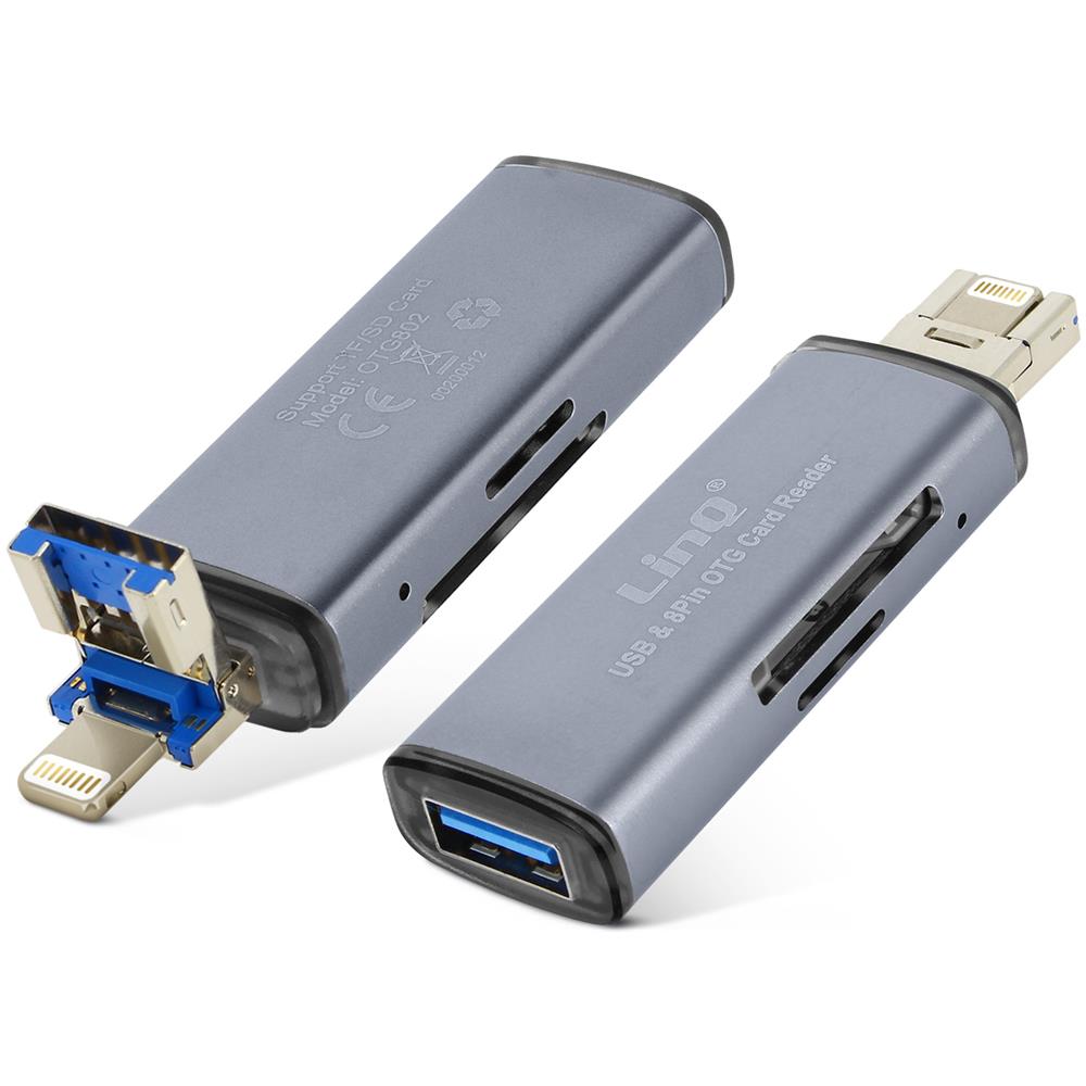 Lettore Scheda Di Memoria Sd / Micro-sd 2 In 1 Funzione Otg 480mbps Linq Grigio - Foto 1