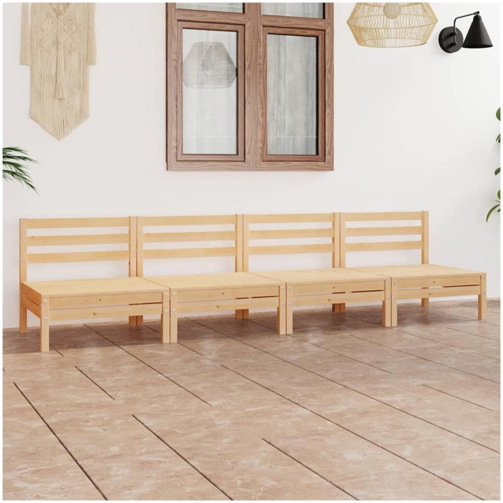 Set Divani Da Giardino 4 Pz In Legno Massello Di Pino - Foto 1