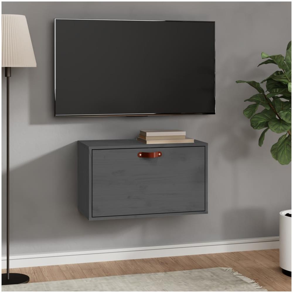 Pensile Grigio 60x30x35 Cm In Legno Massello Di Pino - Foto 1