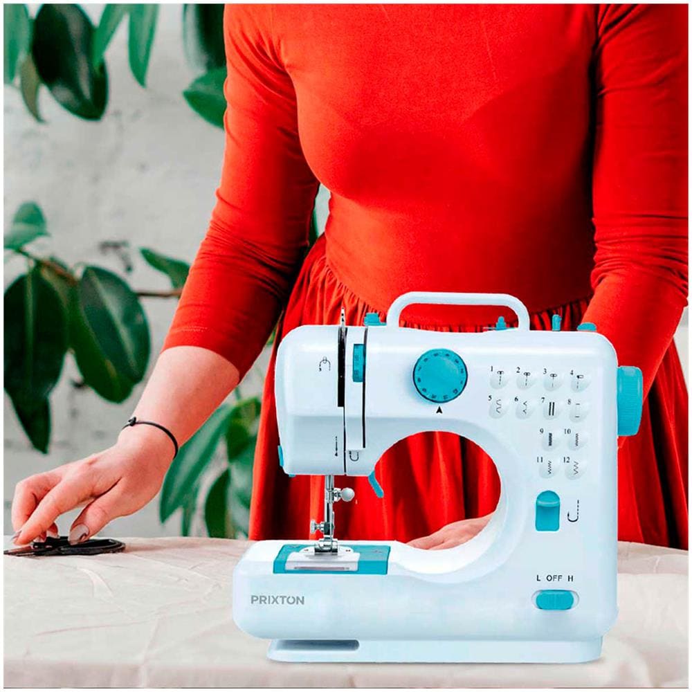Macchina da Cucire Portatile P110 Funzionamento a Corrente o Batterie 12 Programmi Luce Integrata Pedale Incluso Colore Blu - Foto 8
