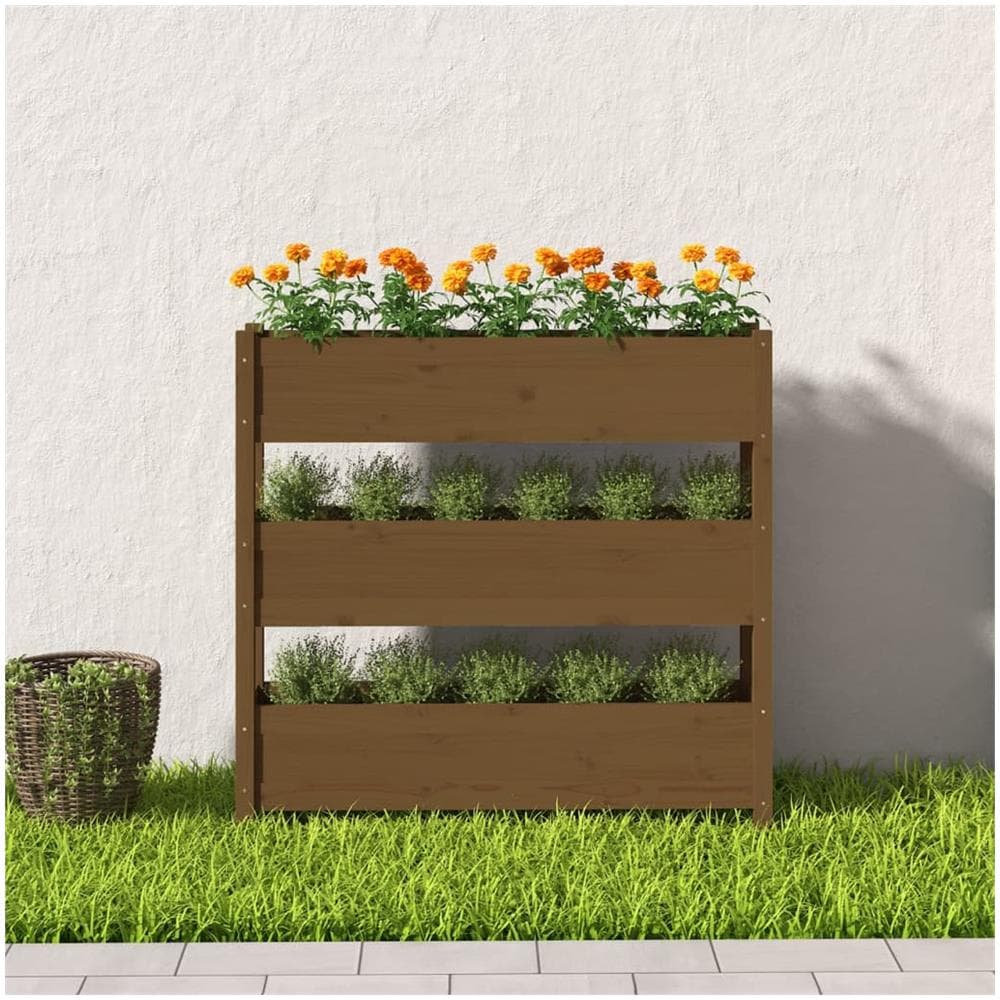 Fioriera Miele 112x25x104,5 Cm In Legno Massello Di Pino - Foto 2