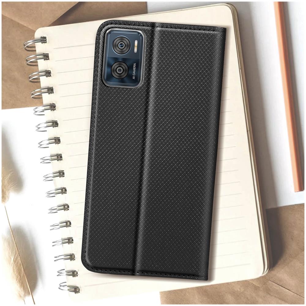 Custodia Per Motorola Moto E22 / E22i Copertina Portacarte Supporto Video Nera - Foto 5