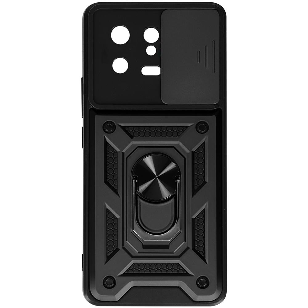 Cover Per Xiaomi 13 Con Copri-fotocamera E Anello Di Supporto Nera - Foto 1