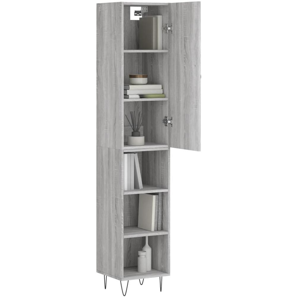 Credenza Grigio Sonoma 34,5x34x180 Cm In Legno Multistrato - Foto 3