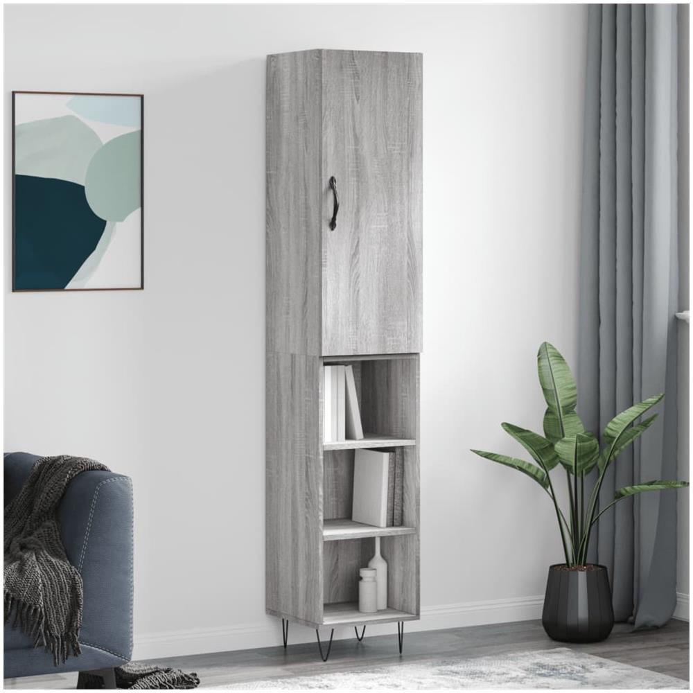 Credenza Grigio Sonoma 34,5x34x180 Cm In Legno Multistrato - Foto 1