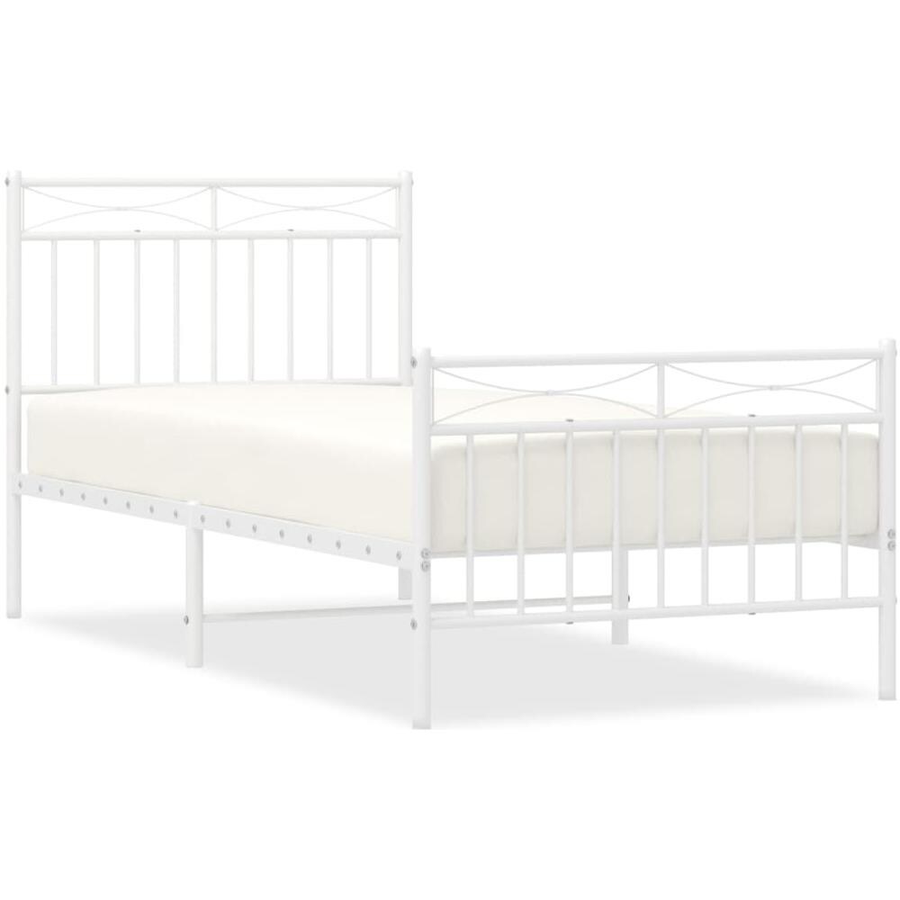 Giroletto Con Testiera E Pediera Metallo Bianco 90x200 Cm - Foto 2