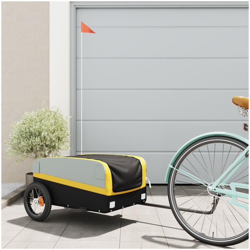 Rimorchio Da Bici Da Carico Nero E Giallo 30 Kg In Ferro - Foto 1