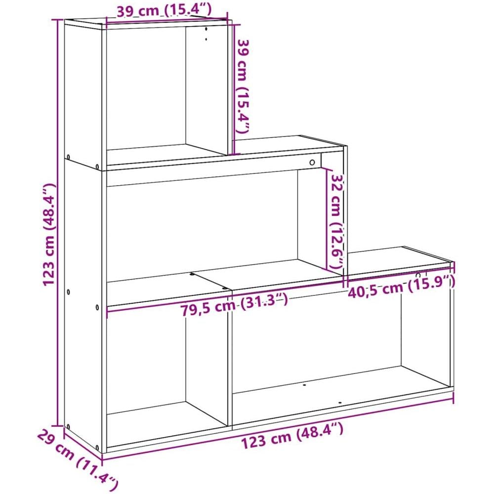 Libreria Divisorio 3 Ripiani Sonoma 123x29x123 cm in Truciolato - Foto 10
