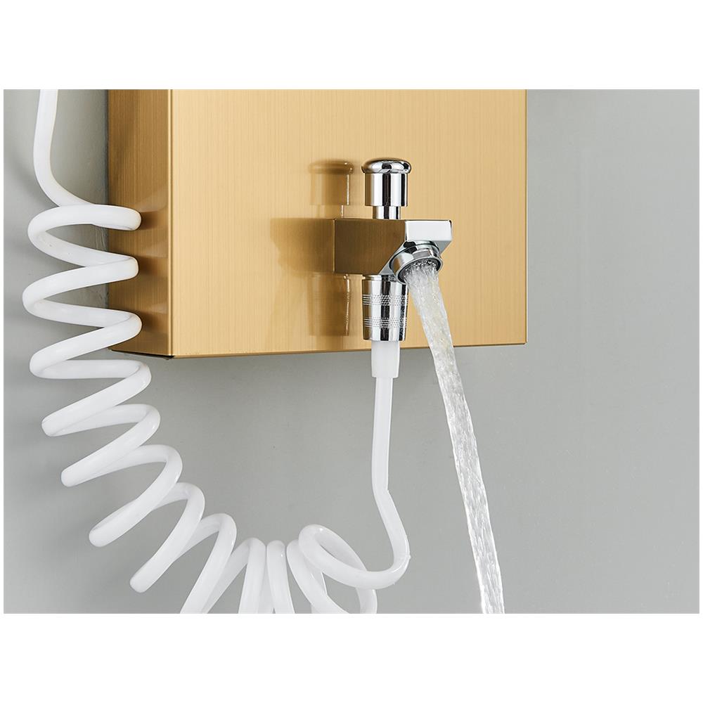 Pannello doccia, Blackswan, tipo M8009, modello oro con bocca, display digitale, doccetta bidet, LED e funzioni SPA, misura 128 cm - Foto 4