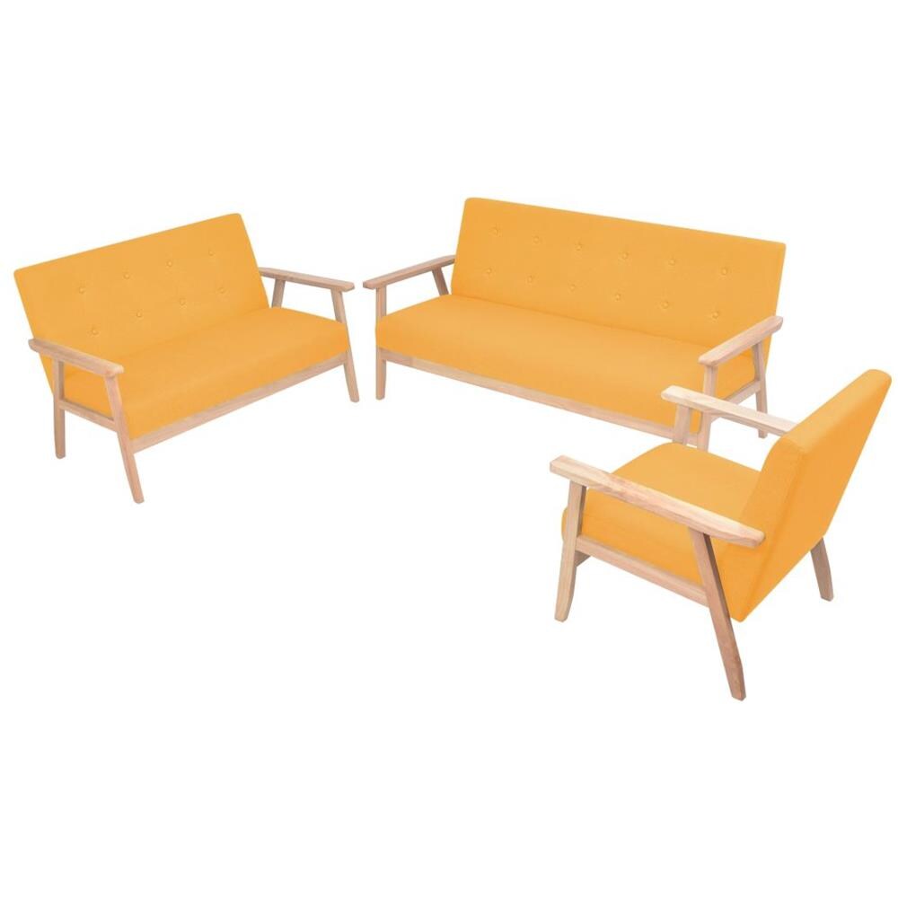 Set Di Divani 3 Pz In Tessuto Giallo - Foto 1