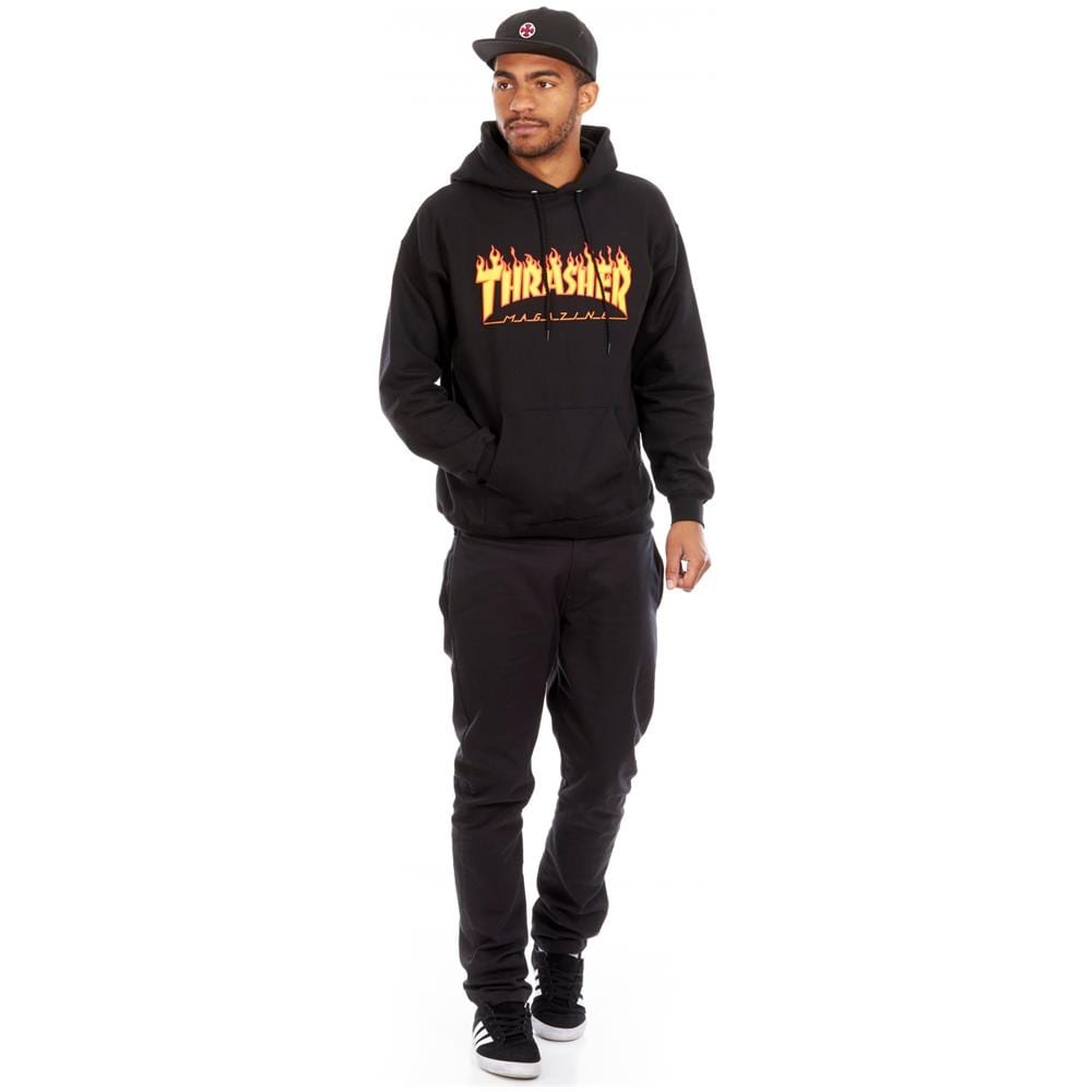 Felpa Con Cappuccio Flame Logo Nero (xl, Nero) - Foto 2