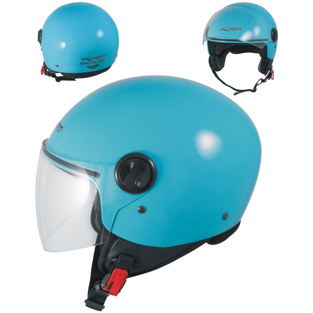 Casco Jet Moto Scooter Visera Antigraffio Azzurro Backline Ece 22-05 S - Foto 1