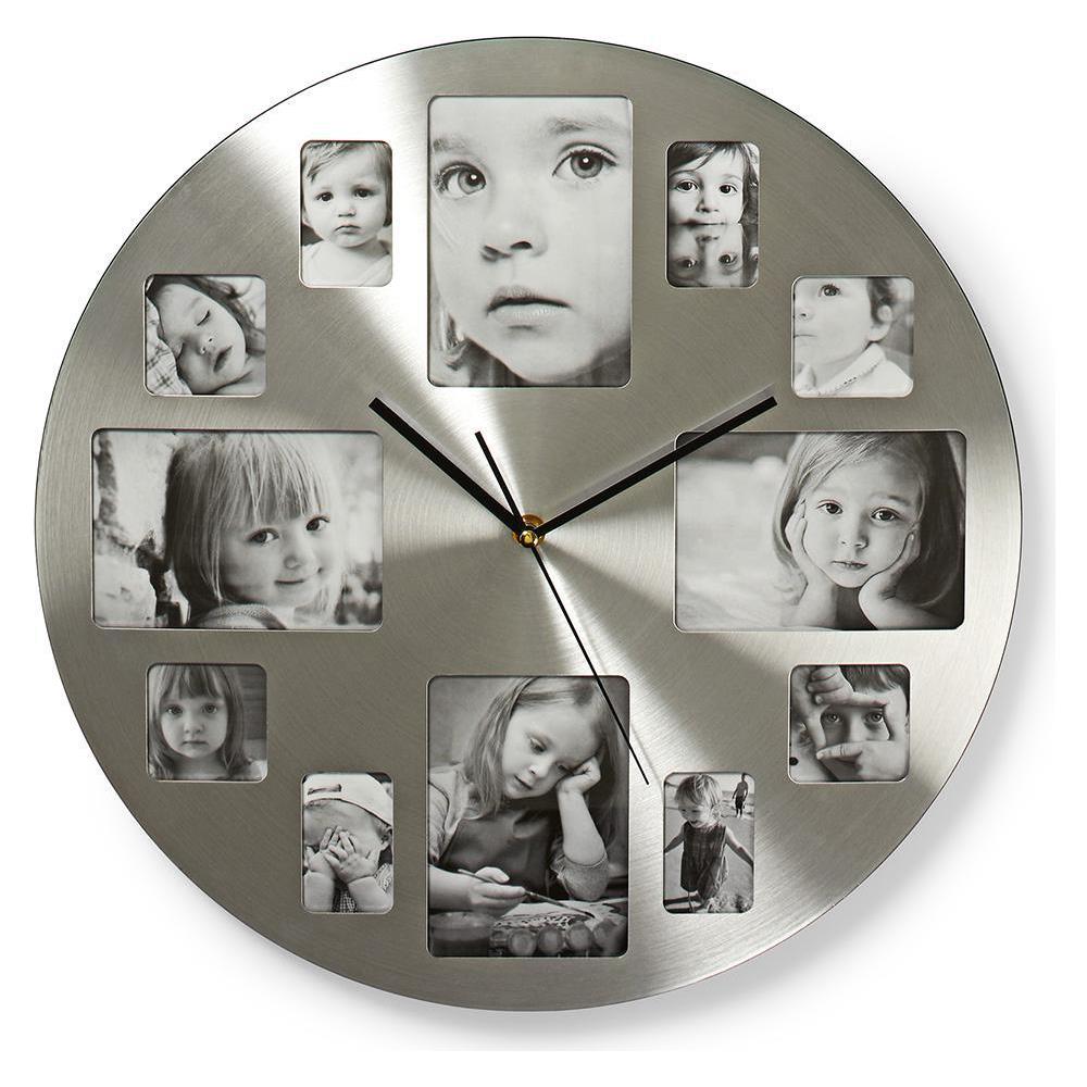Clwa003ph40 Photo Frame Horloge Murale Ronde Argenté Diamètre 40 Cm - Foto 1