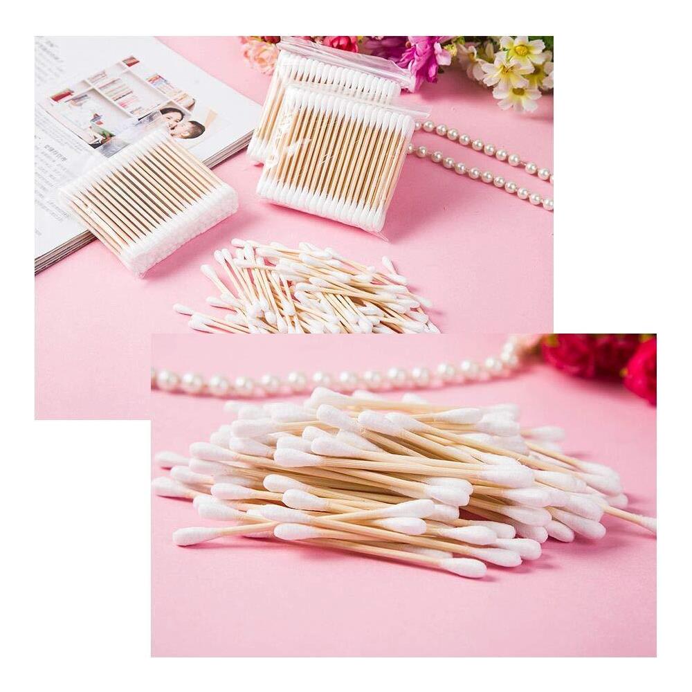 Cotton Buds 6 Pack 600pcs Tamponi Di Cotone Di Bamb Con Manici In Legno Per Il Trucco Clean Cura Dellorecchio Di Pulizia Della Ferita Di Cura Di Cosmetic Doppia Testa Biodegradabile Eco Friendly - Foto 2
